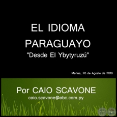 EL IDIOMA PARAGUAYO - Desde El Ybytyruzú - Por CAIO SCAVONE - Martes, 28 de Agosto de 2018
